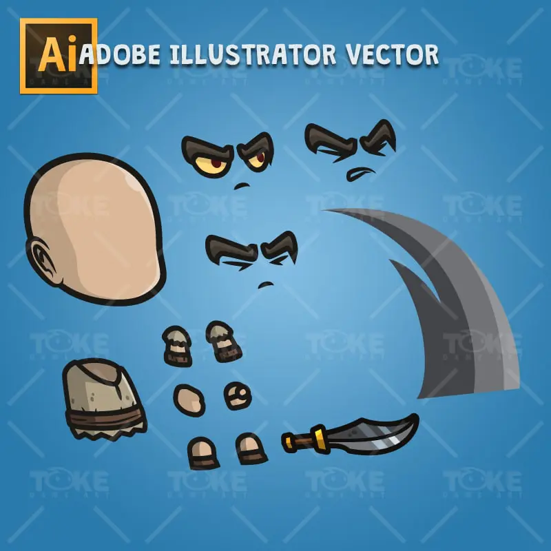 Evil Bald Guy - Adobe Illustrator Vector Art Based Character Body Part