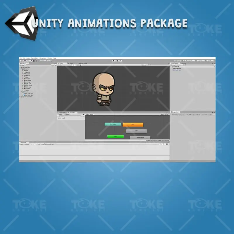Evil Bald Guy - Unity Character Animation Ready with Spriter2UnityDX Tool