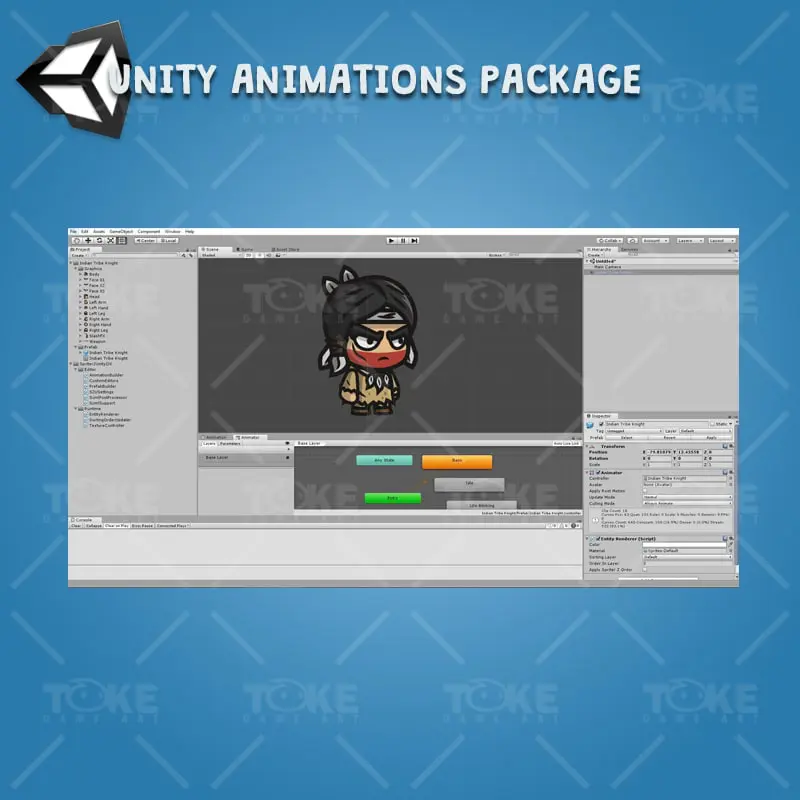 Indian Tribe Knight - Unity Character Animation Ready with Spriter2UnityDX Tool