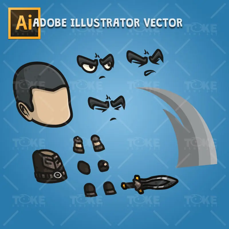 Medieval Commander - Adobe Illustrator Vector Art Based Character Body Part