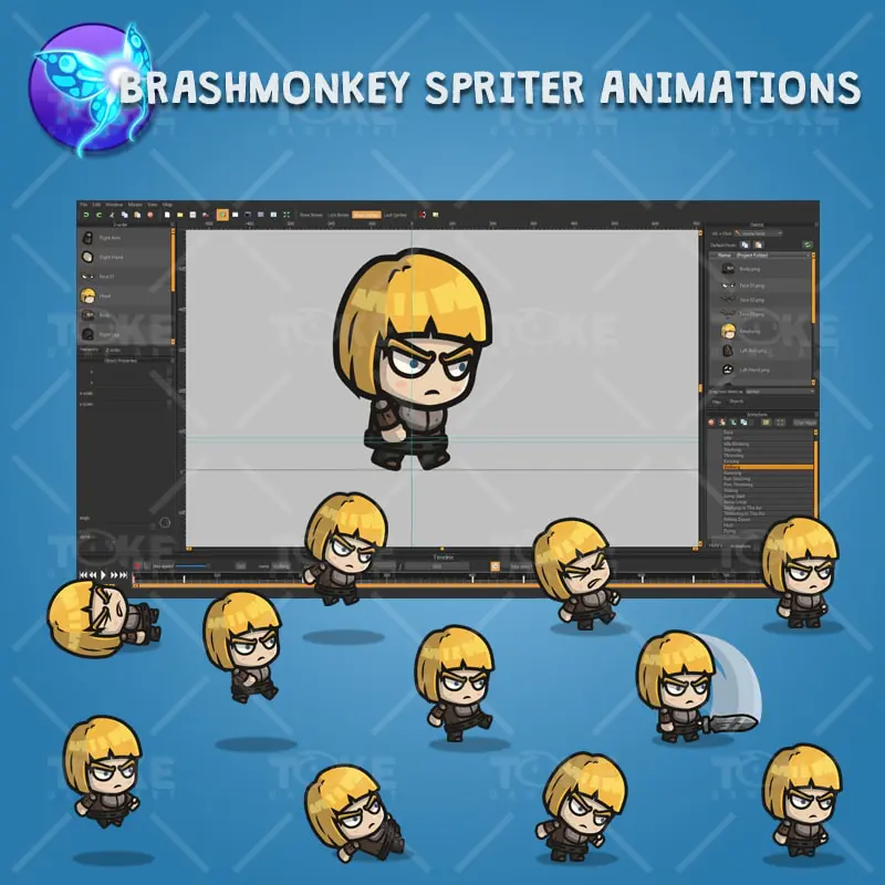 Medieval Warrior Girl - Brashmonkey Spriter Character Animations