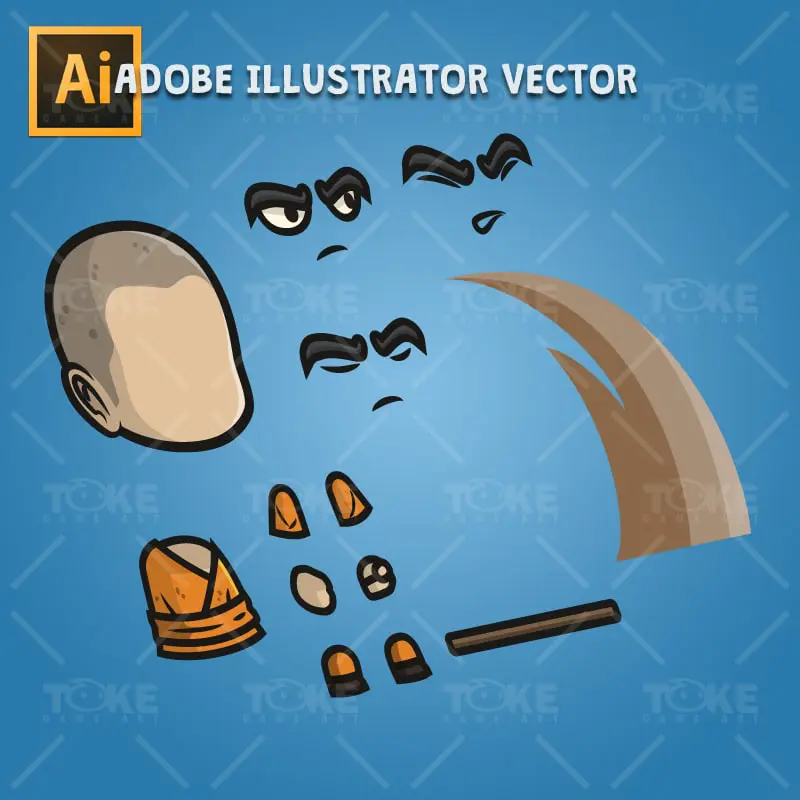 Monk Guy - Adobe Illustrator Vector Art Based Character Body Parts