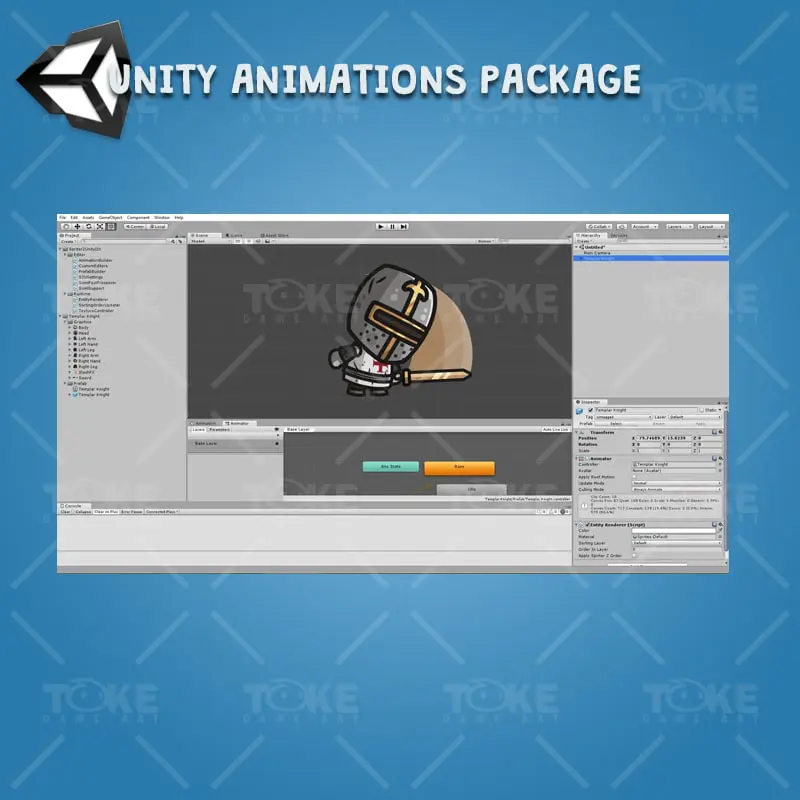 Templar Knight - Unity Character Animation with Spriter2UnityDX Tool