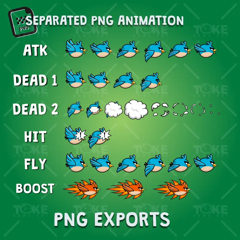 Blue enemy bird - PNG Sequences