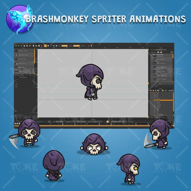 4 Directional Skeleton Knight - - Brashmonkey Spriter Character Animations