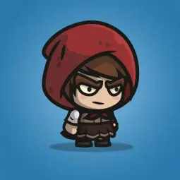 Medieval Hooded Girl - 2D Charatcer Sprite for Indie Game Developer