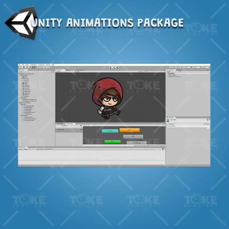 Medieval Hooded Girl - Unity Character Animation with Spriter2UnityDX tool