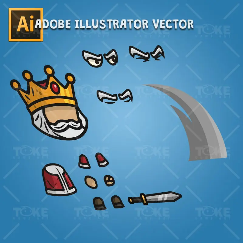 Medieval King - Adobe Illustrator Vector Art Based Character Body Parts