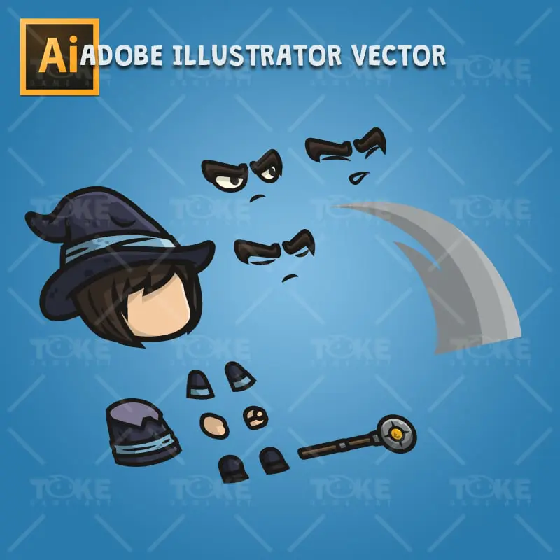 Medieval Mage - Adobe Illustrator Vector Art Based Character Body Parts