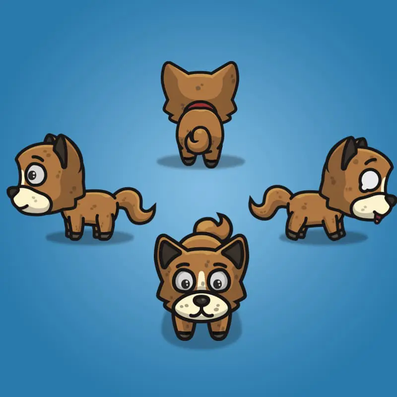 4 Directional Brown Dog - 2D Character Sprite
