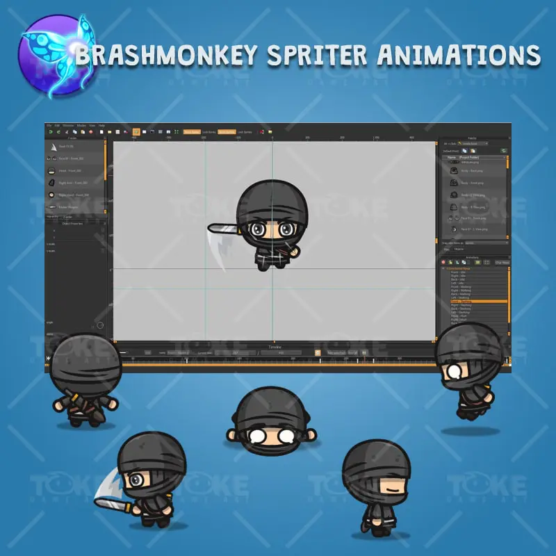 4 Directional Ninja - Brashmonkey Spriter Character Animations