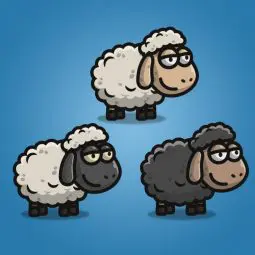 Cartoon Sheep - 2D Character Sprite for Indie Game Developer