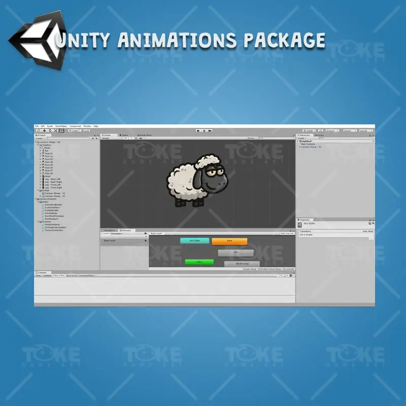 Cartoon Sheep - Unity Character Animation Ready with Spriter2UnityDX Tool