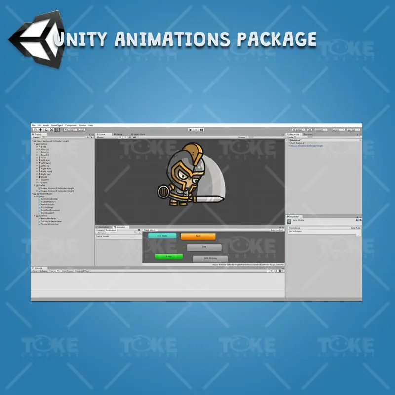 Heavy Armored Defender Knight - Unity Character Animation Ready with Spriter2UnityDX Tool