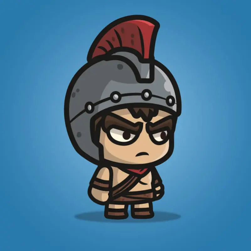 Spartan Knight with Spear - 2D Character Sprite for Indie Game Developer