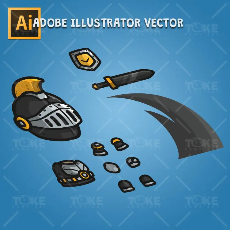 Very Heavy Armored Frontier Defender - Adobe Illustrator Vector Art Based Character Body Parts