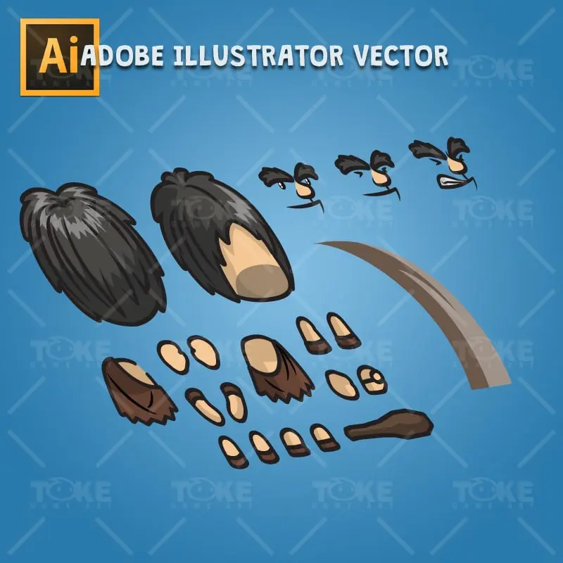 Caveman Guy - Adobe Illustrator Vector Art Based Character Body Parts