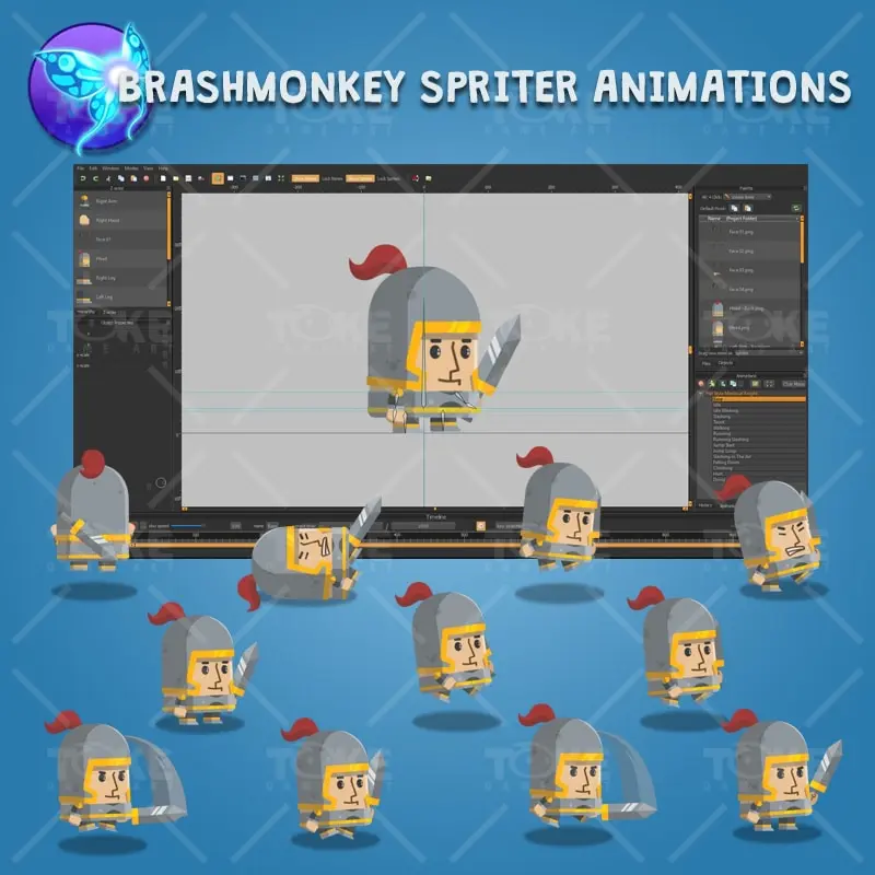 Flat Style Medieval Knight - Brashmonkey Spriter Character Animation