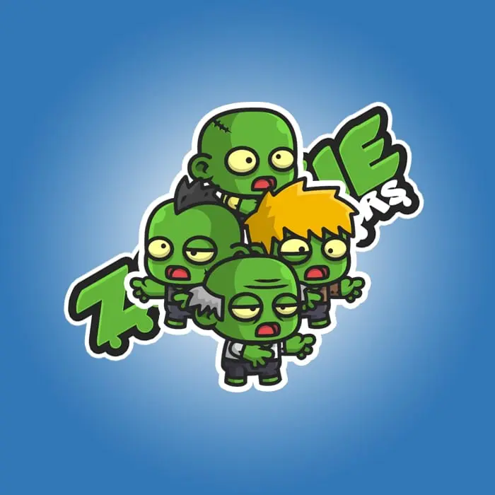 Mini zombies 01 charcater sprite, perfect for 2D cartoon spooky game. Affordable character animation for indie game developer. TokeGameArt - Royalty Free Game Asset.