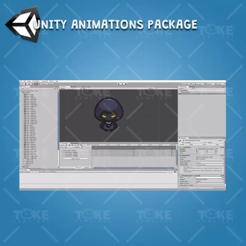 4 Directional Dark Witch - Unity Character Animation Ready with Spriter2UnityDX Tool