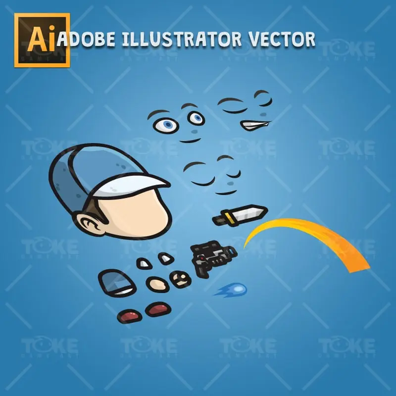 Adventurous Guy 02 - Adobe Illustrator Vector Art Based Character Body Parts