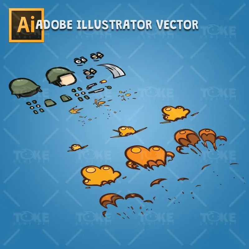 Cartoon Little Army 01 - Adobe Illustrator Vector Art Based Character Body Parts