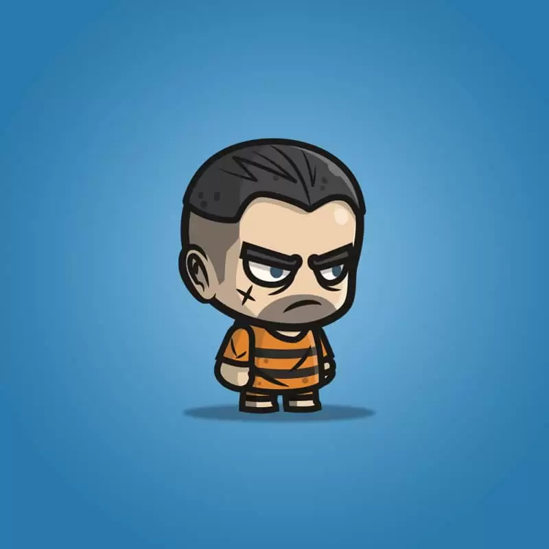 Chibi Prisoner Guy - 2D Character Sprite for Indie Game Developer