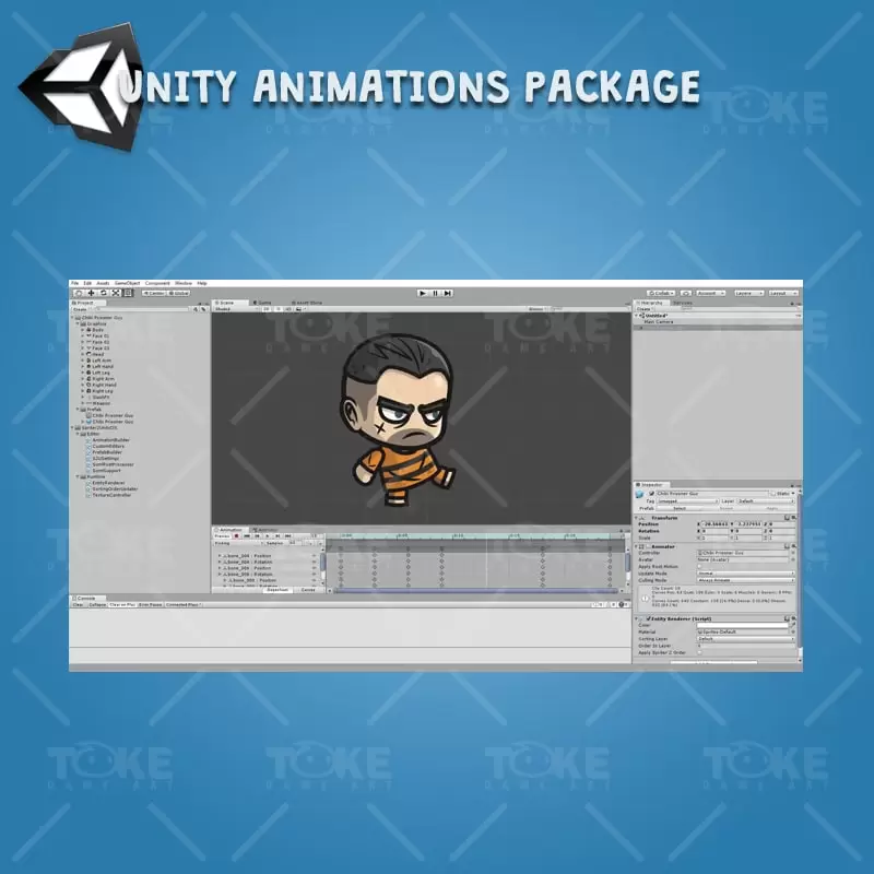 Chibi Prisoner Guy - Unity Character Animation Package Ready with Spriter2UnityDX Tool