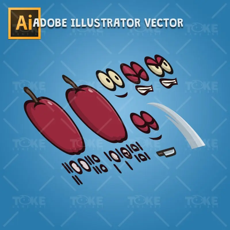Red Apple Guy - Adobe Illustrator Vector Art Based Character Body Parts