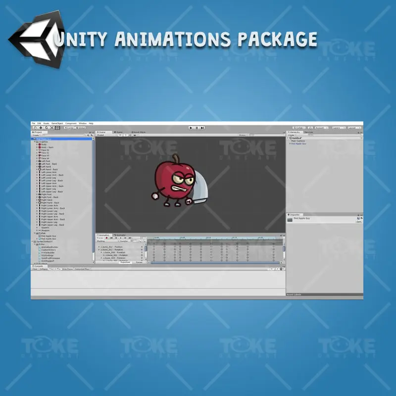 Red Apple Guy - Unity Character Animation Ready with Spriter2UnityDX Tool