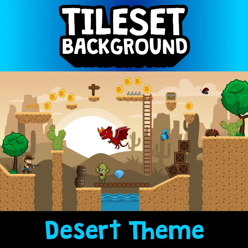Desert 2D Tileset and Background is designed for you that want to make a game with desert 2d game. Royalty Free 2D Game Assets.