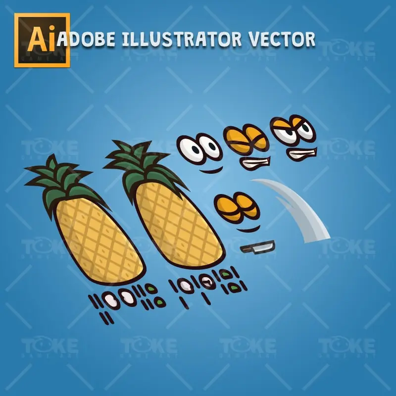 Pineapple Guy - Adobe Illustrator Vector Art Based Character Body Parts
