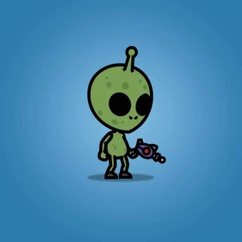 Cartoon Green Skinned Alien - 2D Character Sprite