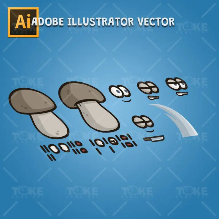 Mushroom Guy - Adobe Illustrator Vector Art Based Character Body Parts