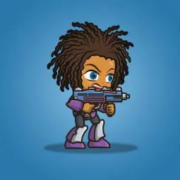 Brown Skin Metro Squad Girl - 2D Charcater Sprite