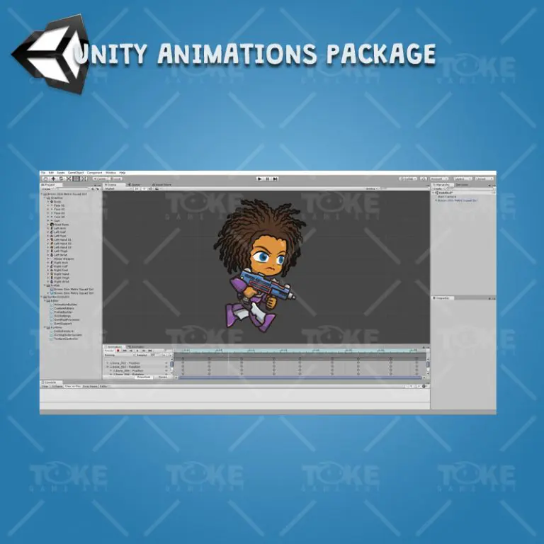 Brown Skin Metro Squad Girl - Unity Character Animation Package Ready with Spriter2UnityDX Tool