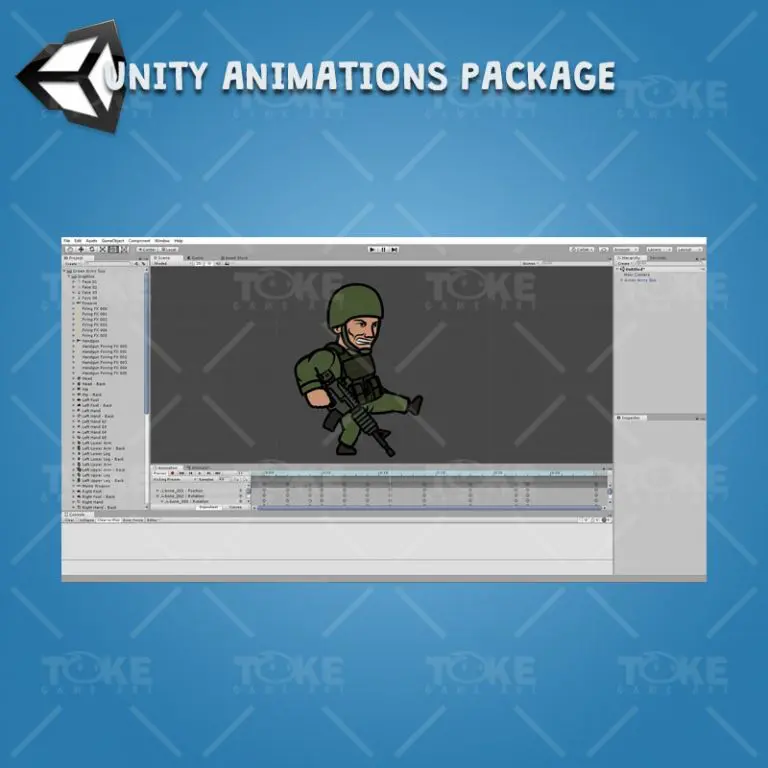 Green Army Guy - Unity Animation Package Ready with Spriter2UnityDX Tool