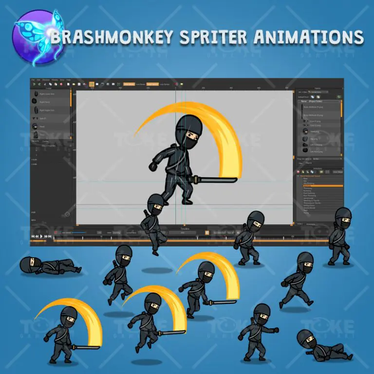 Black Ninja with Sword - Brashmonkey Spriter Character Animations