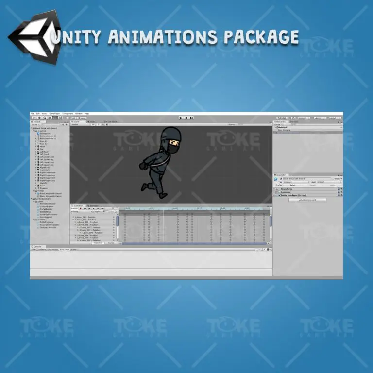 Black Ninja with Sword - Unity Character Animation Package Ready with Spriter2UnityDX Tool
