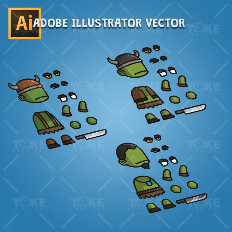Evil Orc - Adobe Illustrator Vector Art Based Character Body Parts