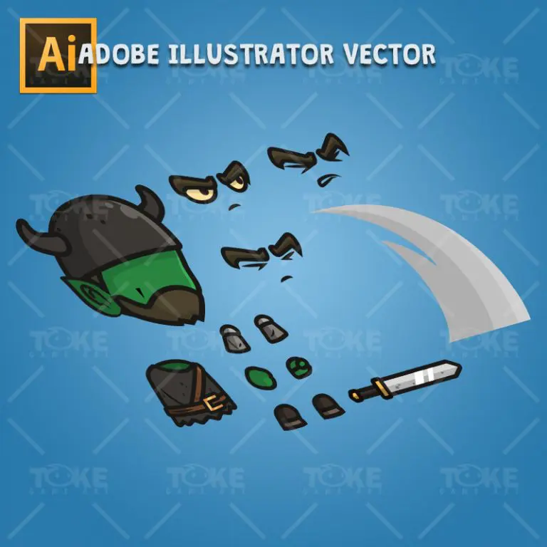 Goblin Knight - Adobe Illustrator Vector Art Based Character Body Parts