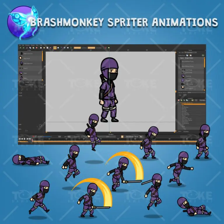 Purple Ninja with Sword - Brashmonkey Spriter Character Animations