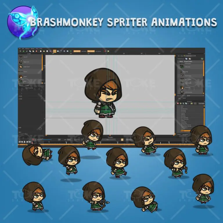 Medieval Hooded Archer Girl - Brashmonkey Spriter Character Animations
