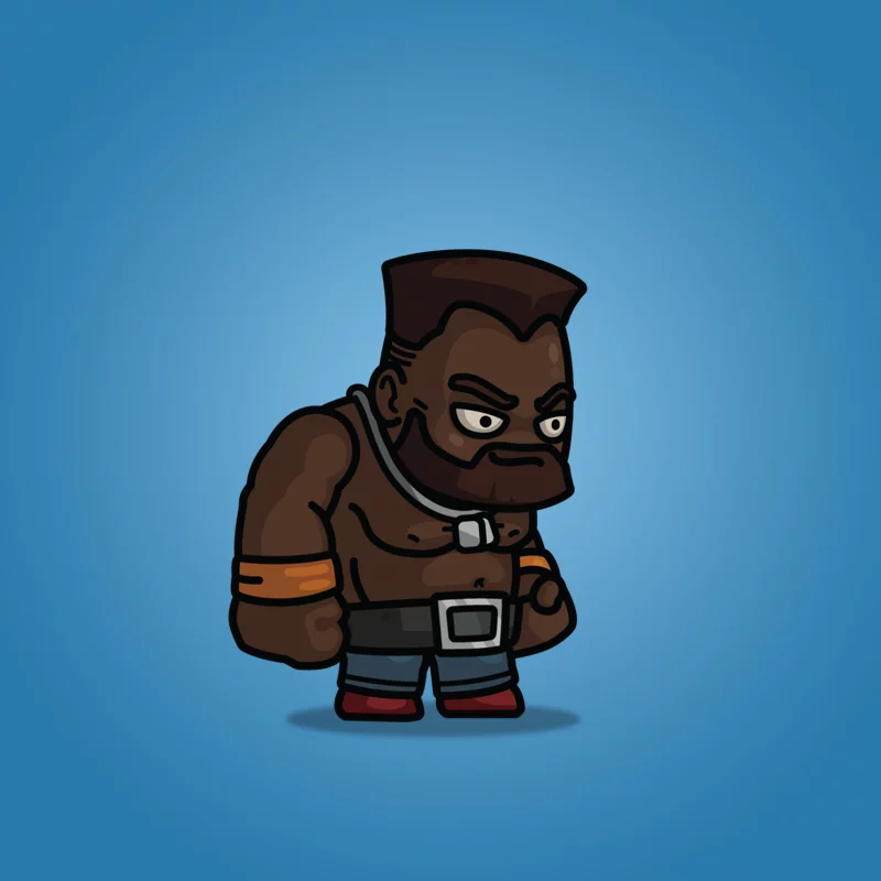 Big Dark Skin Guy - Royalty Free 2D Character Sprite