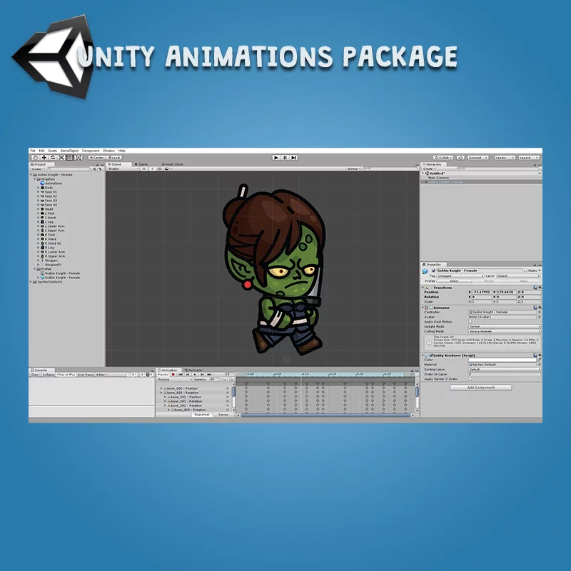 Goblin Knight 3-Packs Red Hair Bearded Female - Unity Animation Package Ready with Spriter2UnityDX Tool