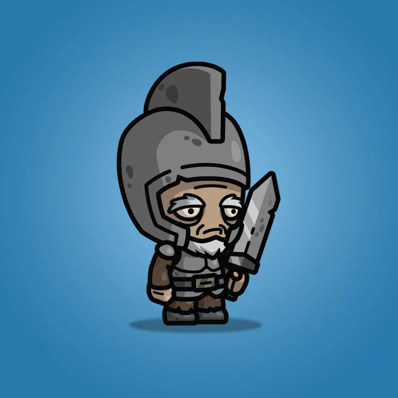Old Medieval Knight Guy - Royalty Free 2D Character Sprite