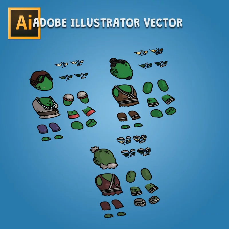 Giant Goblin 3-Packs Editable Adobe Illustrator Vector Art Based